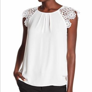 Philosophy lace sleeve cap blouse